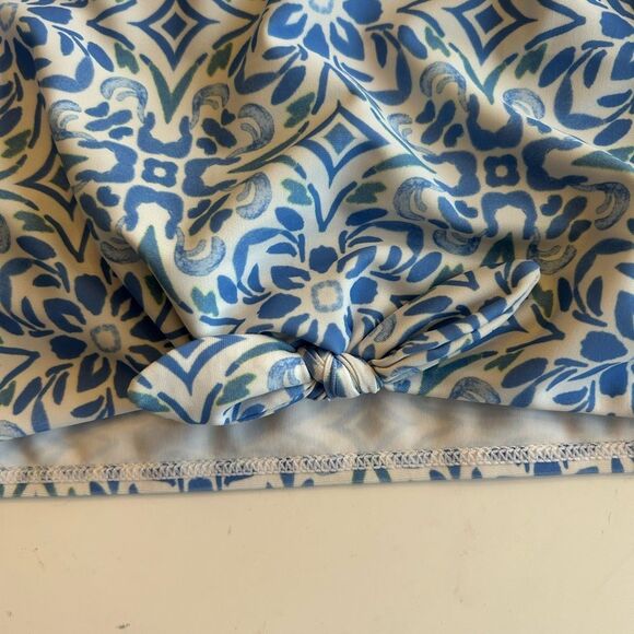 Roxy 2-pc. Fresco Tile Crop Rash Guard Set, Blue bonneT, Size 14, NWT - Picture 7 of 10